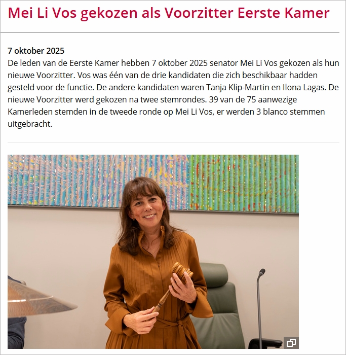 赢了！华人血统女性当选荷兰参议院主席，她还是一名老师