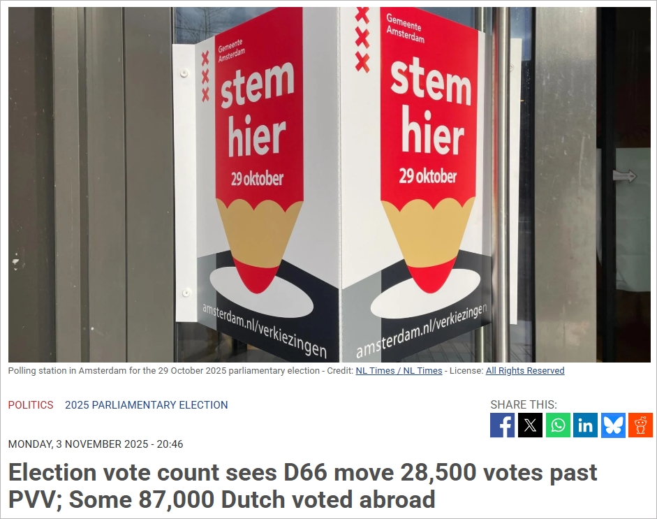 荷兰大选最新进展！D66领先优势扩大，最后一个席位未定
