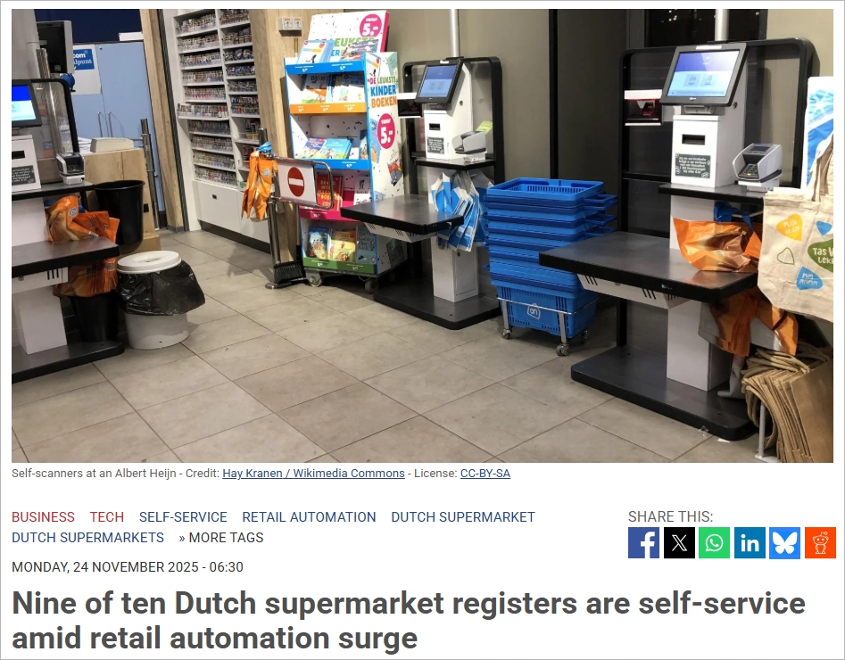省事！荷兰超市全面自助结账，人工收银只为"聊天体验"…