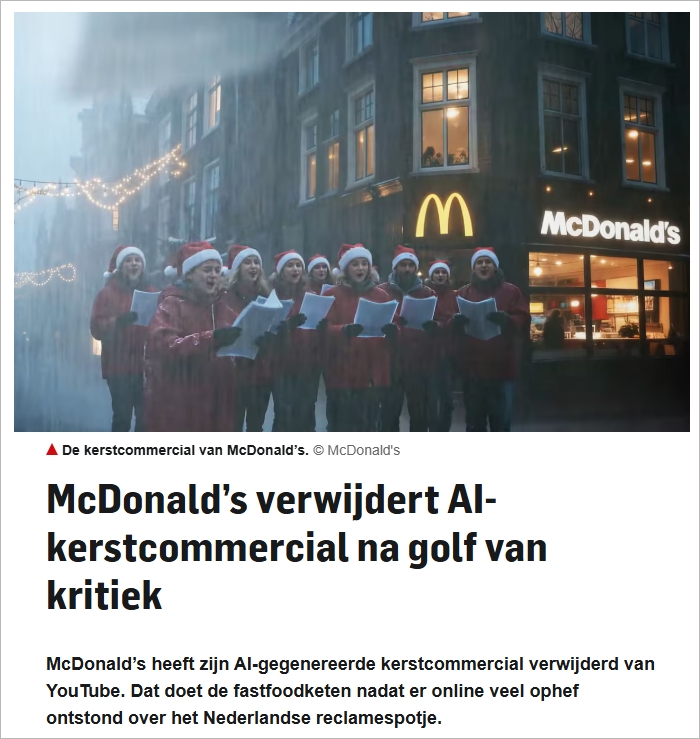 麦当劳AI圣诞广告被骂惨，网友：冷冰冰的，看得心都凉了