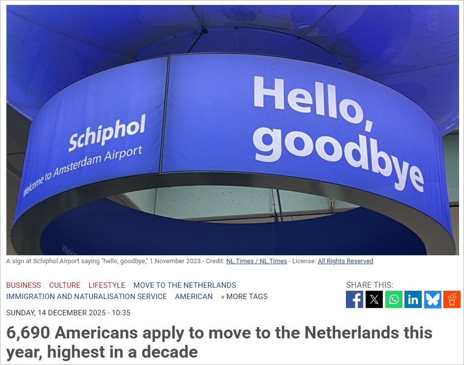 越来越多美国人"搬"来荷兰，人数创下新高，背后原因很现实