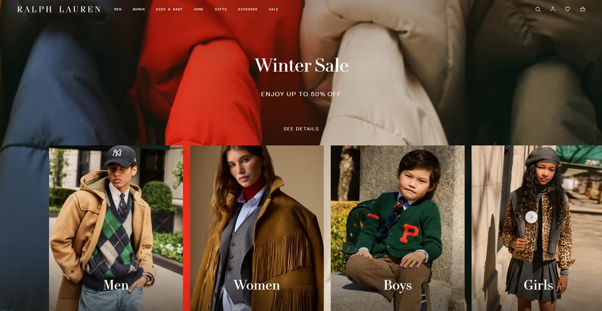 Ralph Lauren(拉夫劳伦)冬促已对外开放，优惠高达50%，有需要的冲