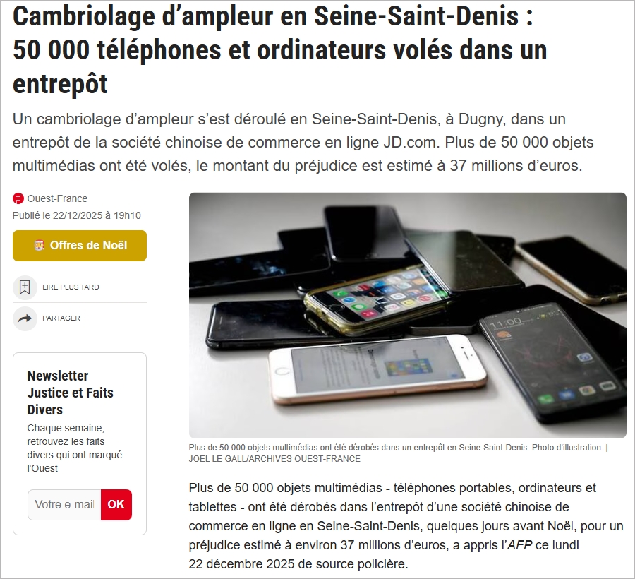 猖狂！京东欧洲仓库遭遇"零元购"，超5万多件电子产品不翼而飞？