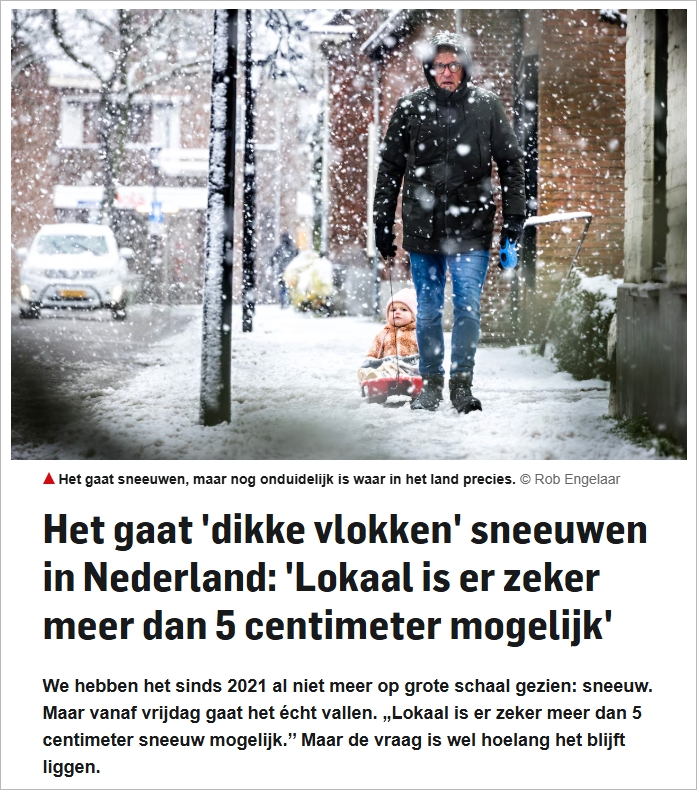 等了快5年，荷兰终于要下大雪了？本周五大部分内陆地区银装素裹