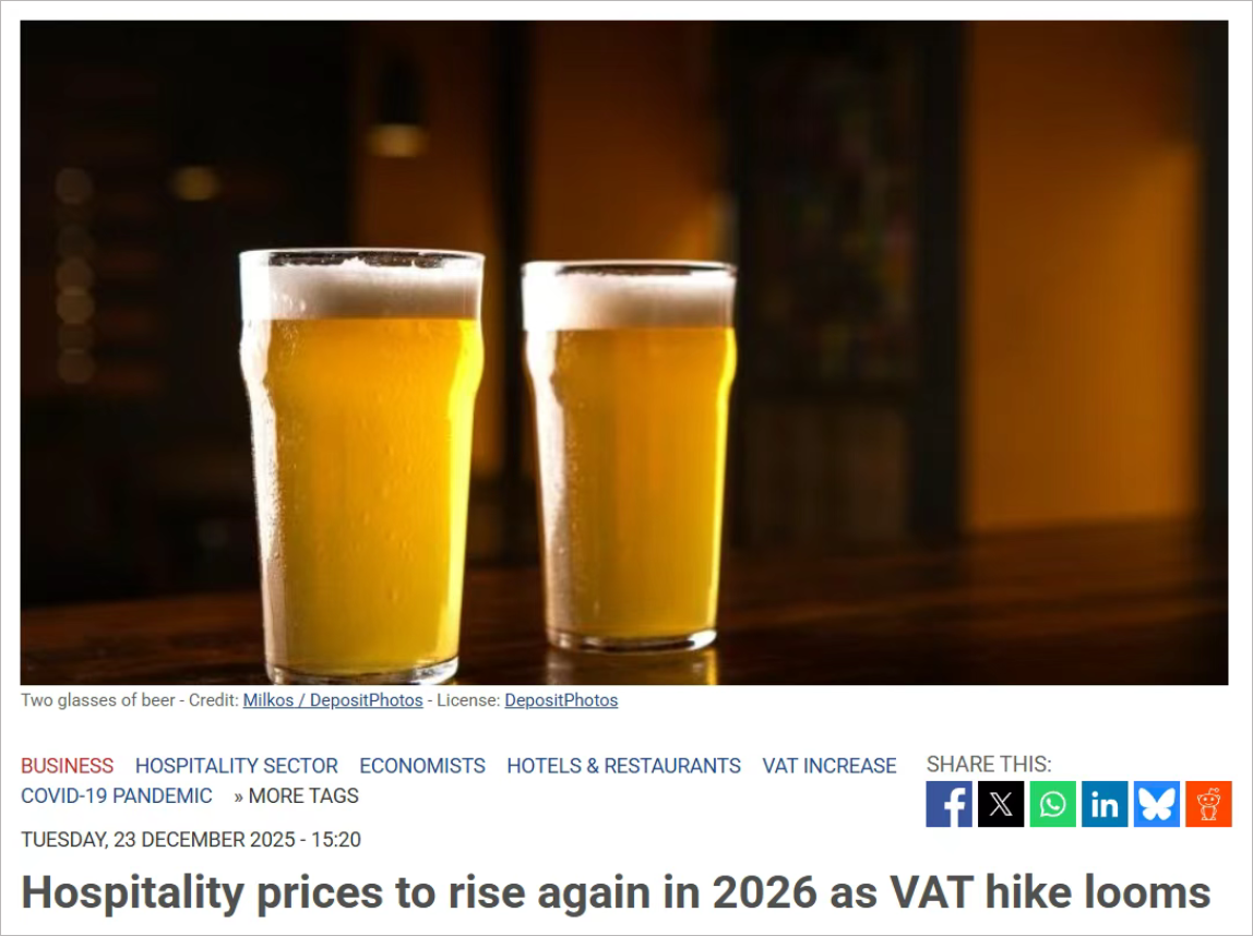 荷兰住酒店、下馆子更贵了？今年或再涨4%，两成餐馆将陷入财务困境