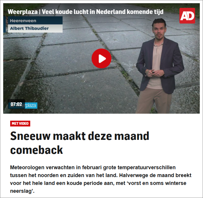 超冷空气在路上！荷兰白天气温低于零度，部分地区还有降雪