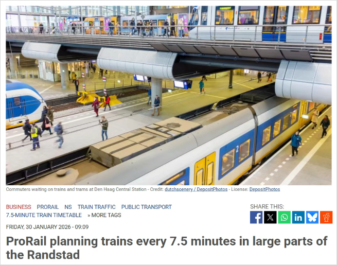 7.5分钟一班火车？荷兰这些地区坐火车可以不用看时刻表了