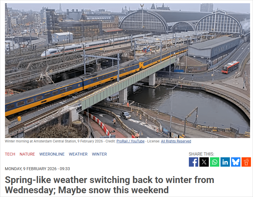 "假春天"再持续几天，荷兰又要“翻脸”！本周末恐迎降雪